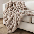 Blunique Tie-dye Light Taupe Electric Heated Throw Blanket, Faux Fur & Velvet, 6 Heat Settings, 50x60 inches