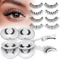 QUEWEL Magnetic Eyelashes 4 Pair Reusable Magnetic Eyelashes with Applicator No Glue Needed Eyelashes Natural Look Lash Clusters Kit Easy to Wear and Remove(4 Pairs-A05)