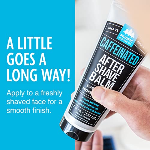 Pacific Shaving Company Caffeinated Aftershave, Men's Grooming Product - Antioxidant Daily Face Lotion + After Shave - Spearmint Post Shave Balm for Sensitive Skin (7 Fl Oz, 2 Pack)