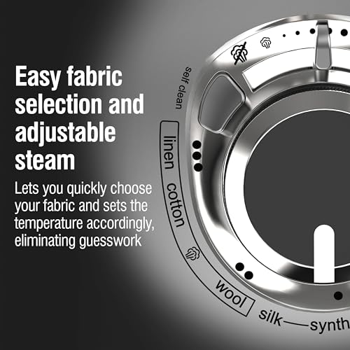 CHI Steam Iron for Clothes with Titanium-Infused Ceramic Soleplate, 1700W, Retractable Cord, Black & Chrome