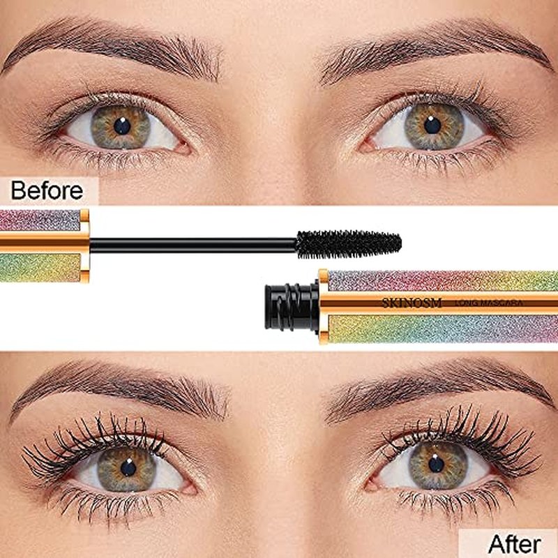 2 Pack Black Volume & Length Lasting All Day Mascara, 4D Silk Fiber Lash, Waterproof Lengthening No Clumping & Smudging