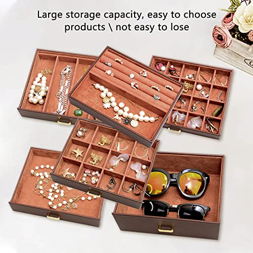 Large 6-Tier Jewelry Box Organizer with 5 Drawers & Mirror - Extra Large Brown