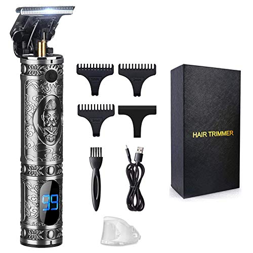 Suttik Gray Cordless Hair Trimmer for Men, Professional Barber Clippers with LCD