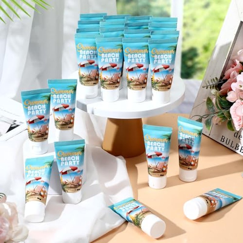 12 Pcs Mini Sunscreen Bulk for Valentine Gifts Summer Travel Size Spf 30 Water Resistant Sunblock Sunscreen Lotion Bulk for Valentines Day Favors for Pool Party(White Cream,Beach)