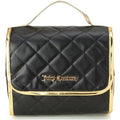 Juicy Couture Black Makeup Bag Cosmetics Organizer Travel Essentials Hanging Hook Faux Quilted Leather Gold Trim