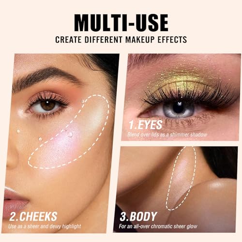 Highlighter Makeup Palette Shimmer Contour Palette Powder for Brighten Face Contour Gold Cheek Highlight Makeup, Long Lasting Highlighter Powder with Mirror for Illuminator Makeup (PINK GOLD)