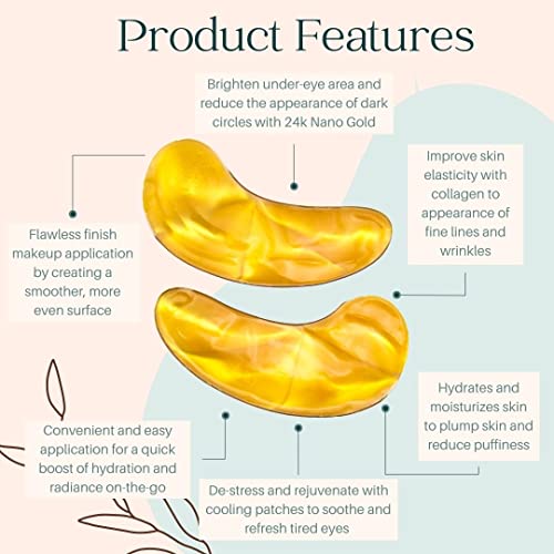 Live Fraiche 24k Gold Under Eye Patches for Dark Circles and Puffiness Treatment - Hyaluronic Acid and Collagen Under Eye Mask to Treat Puffy Eyes and Fine Lines - tiktok trend items