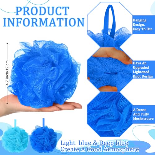 Bath Loofah Sponge Mesh Shower Pouf - Blue, 24-Pack Winter Themed