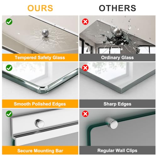 Silver Home Gym Wall Mirror 50x25 Inches - 2PCS Workout Mirrors for Fitness Room