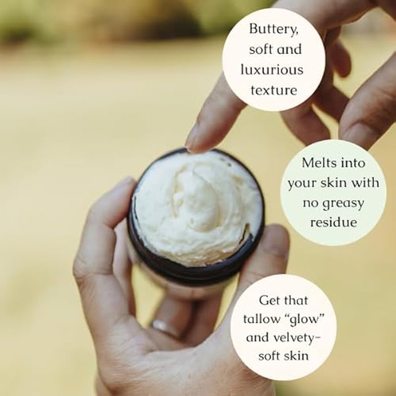 Hearth and Homestead: Handmade Whipped Tallow Balm, Organic, Moisturizer, Body Butter with Infused Olive Oil, for Eczema, Rosacea, Baby (Lavender)