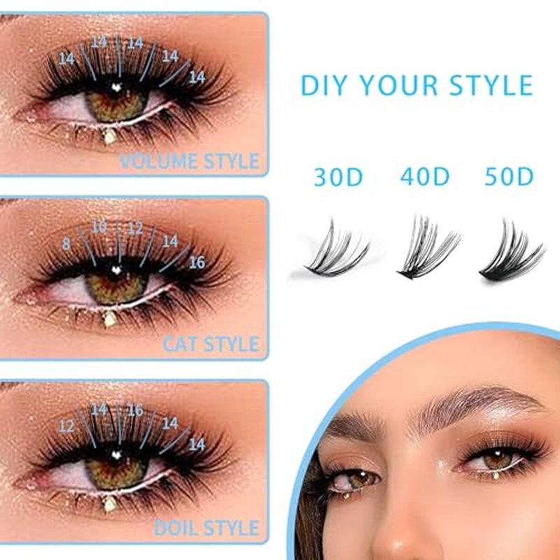 280pcs Lash Clusters 30D D Curl 11mm Handmade Soft Natural Cluster Lashes DIY Individual Eyelash Extensions Easy Self Application