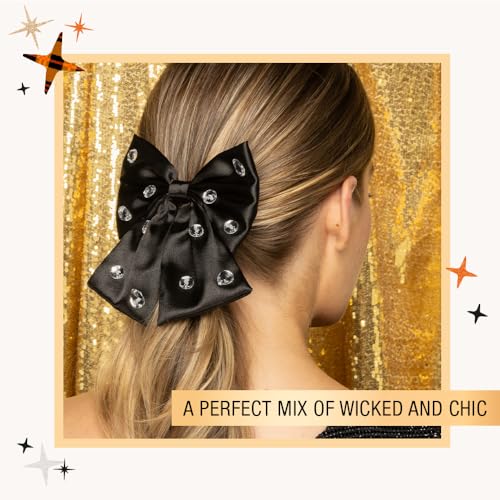 Scunci by Conair Bow Barrette w/Gem Stones - hair accessories - hair accessories for women - Holiday - Black bow - Black hair bows