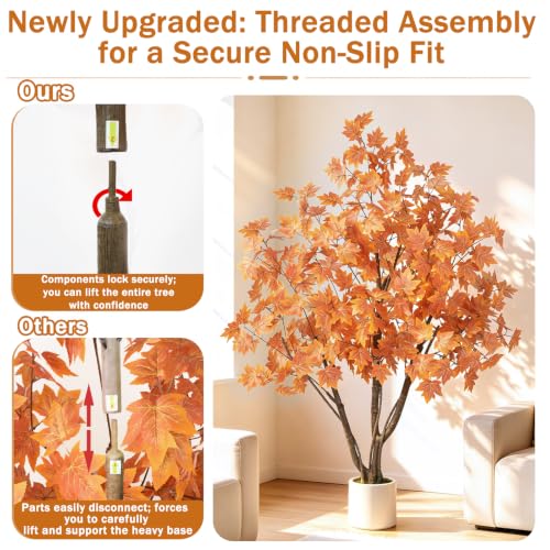 Artificial Fall Maple Tree 5FT for Indoor Outdoor Decor - Vibrant Autumn Leaves