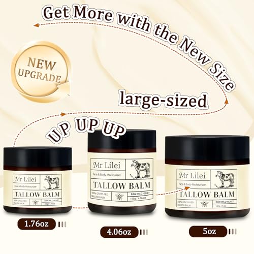 Lilei Beauty 5oz Beef Tallow & Honey Face & Body Moisturizer - Natural Skin Balm