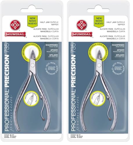 Half Jaw Cuticle Nipper Set - Stainless Steel Manicure Tools, Rust-Resistant, Precise & Sharp, Pack of 2