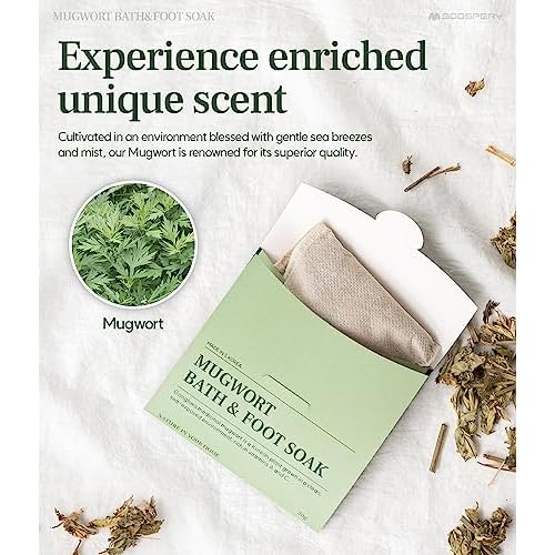 Monage Korean Organic Mugwort Bath and Foot Soak (10 Pack) Natural Home Spa Therapy with Traditional Korean Healing Properties and Relaxation Benefits, Skin Soothing, Muscle Relief, Korean Skin Care