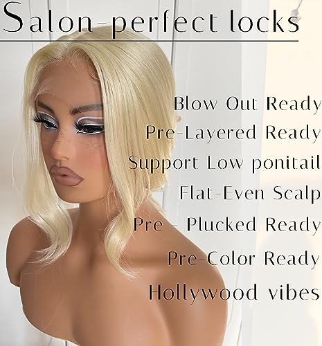 613 Blonde T Part Lace Front Wig - 13x4.5 Transparent HD Synthetic Body Wave with Natural Hairline
