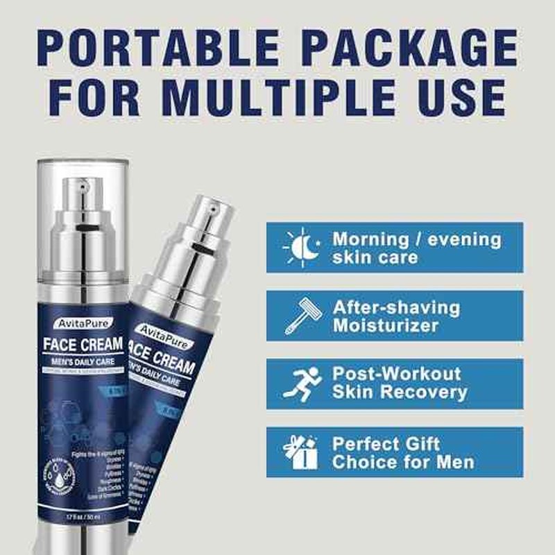 6-in-1 Face Cream for Men ? Mens Anti Aging Face Cream w/Caffeine & Retinol to Firm, Hydrate & Refresh Skin, Quick-Absorbing Non-Greasy Formula