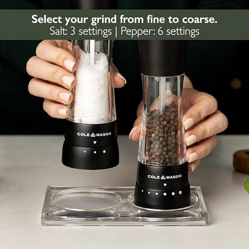 Matte Black Salt & Pepper Mill Set - Derwent Mill 7.5 Inch Gift Spice Grinder with Adjustable Coarseness
