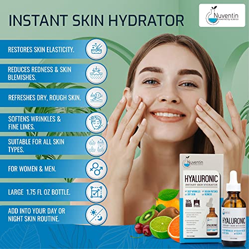 Hyaluronic Acid Serum Anti Aging Skin Care Facial Booster For Face - Hydro-Boost Moisturizer Booster W/Vitamin C & Vitamin E For Wrinkles, Fine Lines, Dark Spots, & Dry Skin, 1.75 Fl Oz