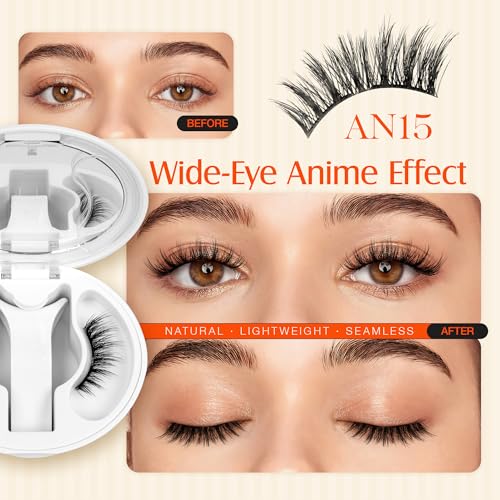 Magnetic False Eyelashes with Applicator AN15 - Reusable Natural Look, No Glue Needed
