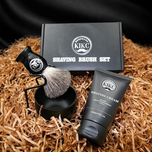 Black 5-in-1 Shaving Kit with Handcrafted Badger Brush & Accessories – Perfect Gift