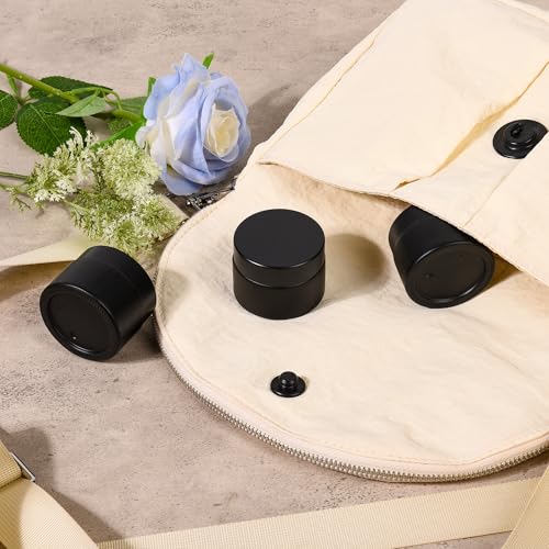 Black Frosted Glass Cosmetic Jars with Airtight Lids - 1oz Small Containers for DIY Skincare & Candles - 24 Pack
