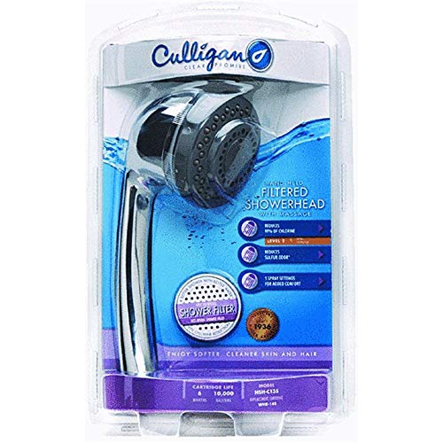Handheld Water Filter Showerhead - Chrome Finish, 5 Spray Settings, No Tools Installation