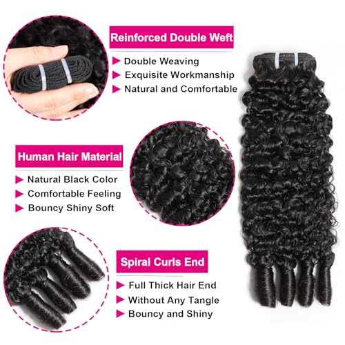 14 Inch Burmese Curly Human Hair Bundles - Natural Black, 100% Unprocessed, Spiral Curls, 97g - Variation of THIS listing