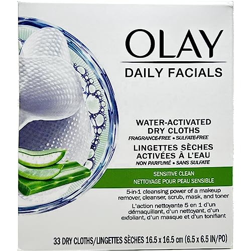 Unscented Olay Daily Gentle 5-in-1 Water-Activated Facial Cloths - 33 Count Pack of 3