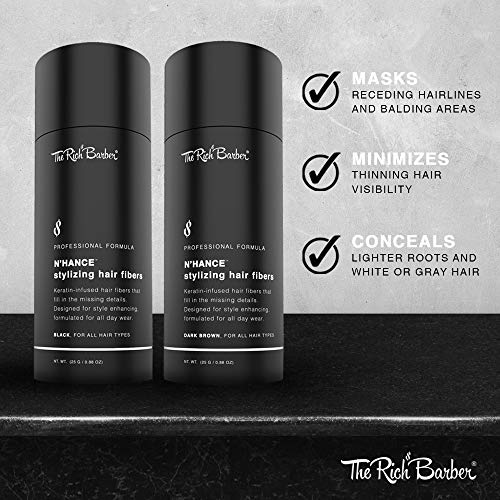 The Rich Barber Black Hair Building Fibers 3-Month Supply for Thicker Hair & Beard