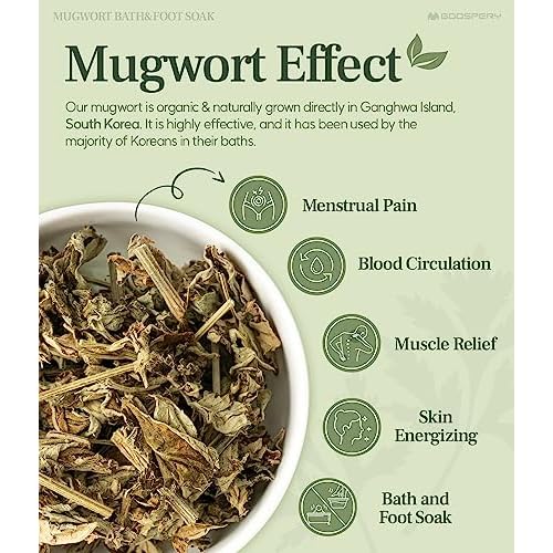 Monage Korean Organic Mugwort Bath and Foot Soak (10 Pack) Natural Home Spa Therapy with Traditional Korean Healing Properties and Relaxation Benefits, Skin Soothing, Muscle Relief, Korean Skin Care
