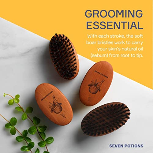 Boar Bristle Beard Brushes Duo Set - 2 Brushes for Facial Hair For All Occasions, One With Soft Boar Hair and The Other With Firm Boar Bristles