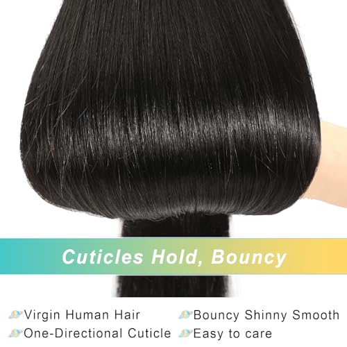 AnJudyReid Natural Black 18 Inch Brazilian Virgin Straight Human Hair Bundles