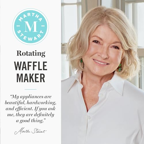 Martha Stewart Rotating Belgian Waffle Maker - Indigo Blue, Nonstick Plates
