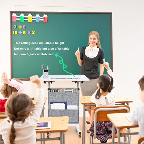 KOUPA 24 Inch Adjustable Height Standing Desk on Wheels with Writable Surface (Bag) - 16x24 in