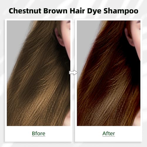 MOISTAR Chestnut Brown Hair Color Shampoo 3-in-1 Tinted Hair Dye for Gray Hair Coverage 500ML