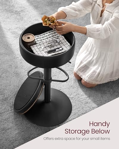 Ink Black 1 Pack Adjustable Swivel Bar Stool with Storage