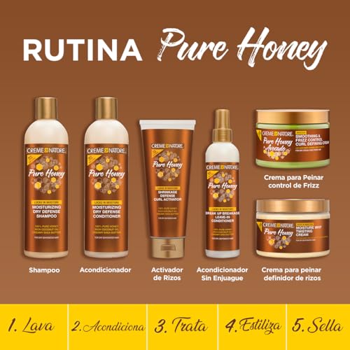 Creme of Nature Pure Honey Define Shrinkage Defense Curl Activator, Moisture-Rich Formula with Coconut Oil & Shea Butter, For Dry, Dehydrated Hair 10.5 oz