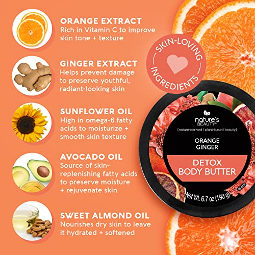 Nature's Beauty Orange Ginger Detox Body Butter Multi-Pack - 6.7 oz, Pack of 2, Rich Moisturizer for Hydration & Purification