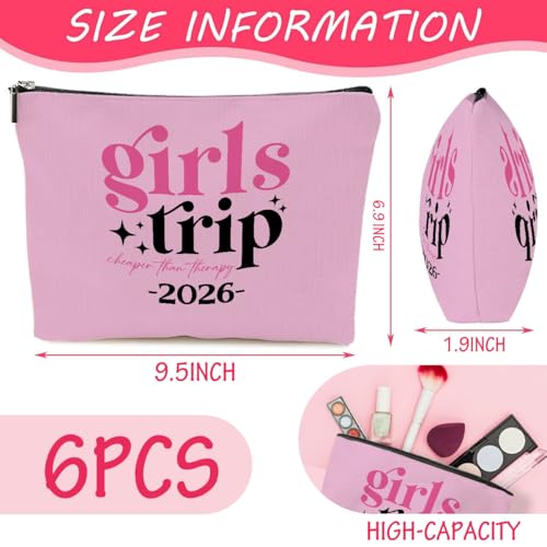 6 Pcs Girls Trip Gifts Set - Insulated Makeup Cosmetic Travel Bag Kit for Women , Bachelorette Weekend Favors, Spa Vacation Essentials, Mother's Day Christmas Birthday Gift for Friends Daughter