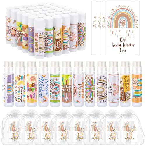 Case Manager Lip Balm Set - Inspirational Quotes & Cherry Flavored Moisturizer - Social Worker Appreciation Gift Bulk 36 pcs