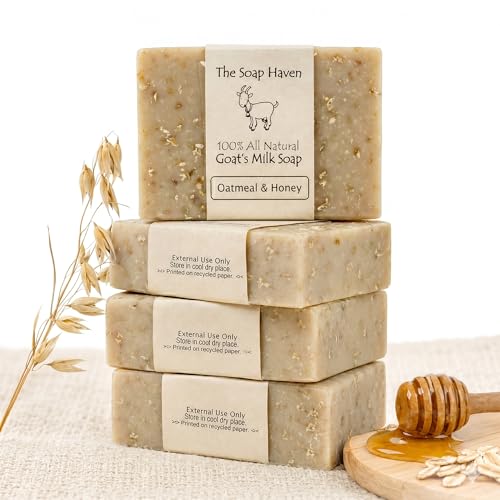 Oatmeal & Honey Goat Milk Handmade Soap Bar for Sensitive Skin - USA
