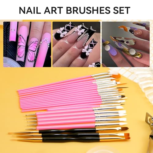 Acrylic Fake Nails Kit with File & Buffer - Press On Nail Set with 240 Tips & Tools - Variation of Press On Nail Kit With File Buffer