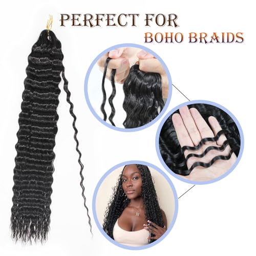 Deep Wave Crochet Hair 24 Inch - Boho Curly Braiding Hair 7 Packs - Variation of THIS listing