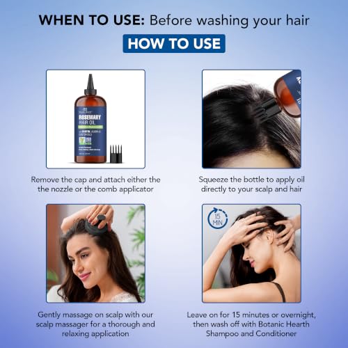 Botanic Hearth Rosemary Hair Oil 16 Fl Oz - Organic, Promotes Hair Growth & Thickness - Variation: 16 Fl Oz-Rosemary (1pk)