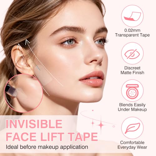 Face Lift Tape Invisible with 8 Adjustable Strings - 95 Pcs Neck Contouring Support