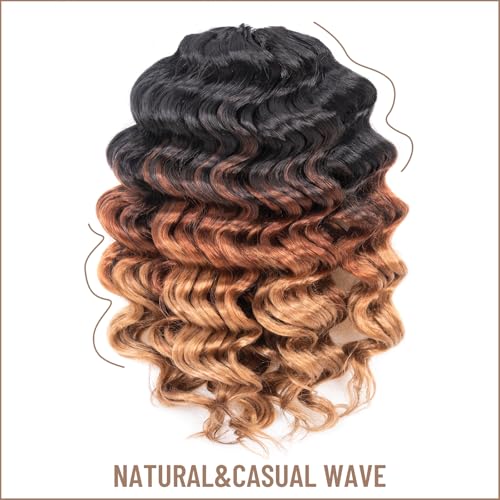 Toyotress Ocean Wave Crochet Hair - 9 Inch Water Wave Braiding Extensions, 8 Packs, Ombre Brown Blonde