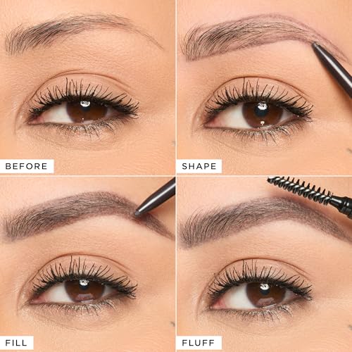 tarte Amazonian Clay Waterproof Brow Pencil Medium Brown - Natural Eyebrow Shaping & Filling with Vitamin E, Vegan & Cruelty-Free