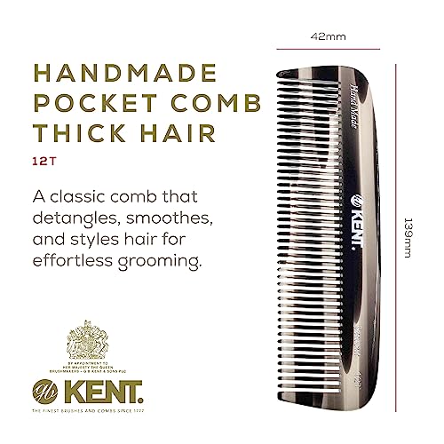 Kent 12T Wide Tooth Detangling Comb 3 Pack - Handmade Curly Hair Comb